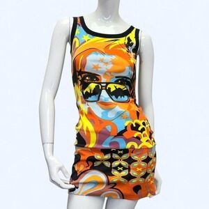 Hayes Snake Print Bodycon Dress Y2K Graphic Mini Clubwear Womens M snake graphic